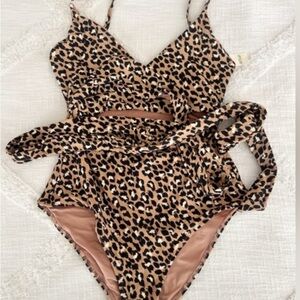 Leopard Print One-Piece Swimsuit